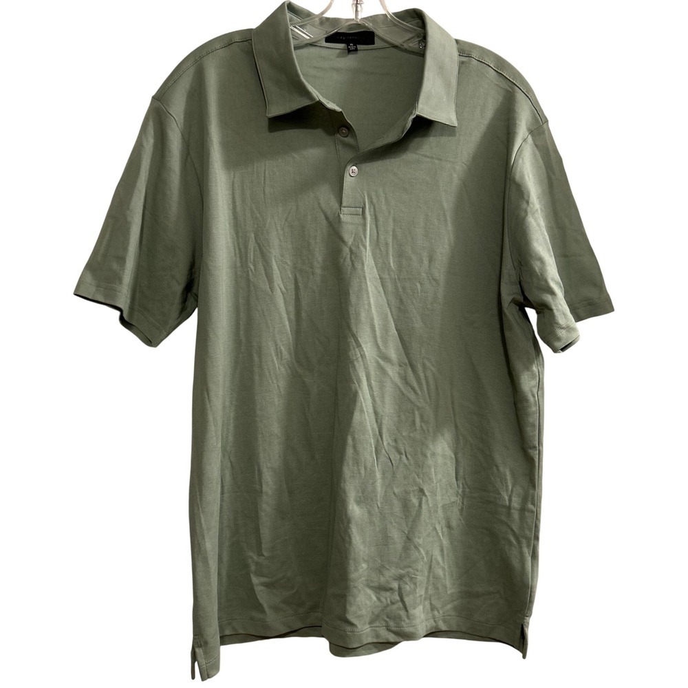 WESTZEROONE‎ Men's Sage Green Textured Polo Shirt Size XL Cotton Blend